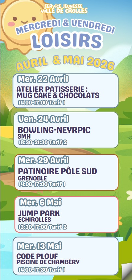 mercredi et vendredi loisirs avril et mai 2026 1