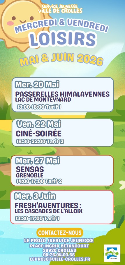 mercredi et vendredi loisirs avril et mai 2026 2